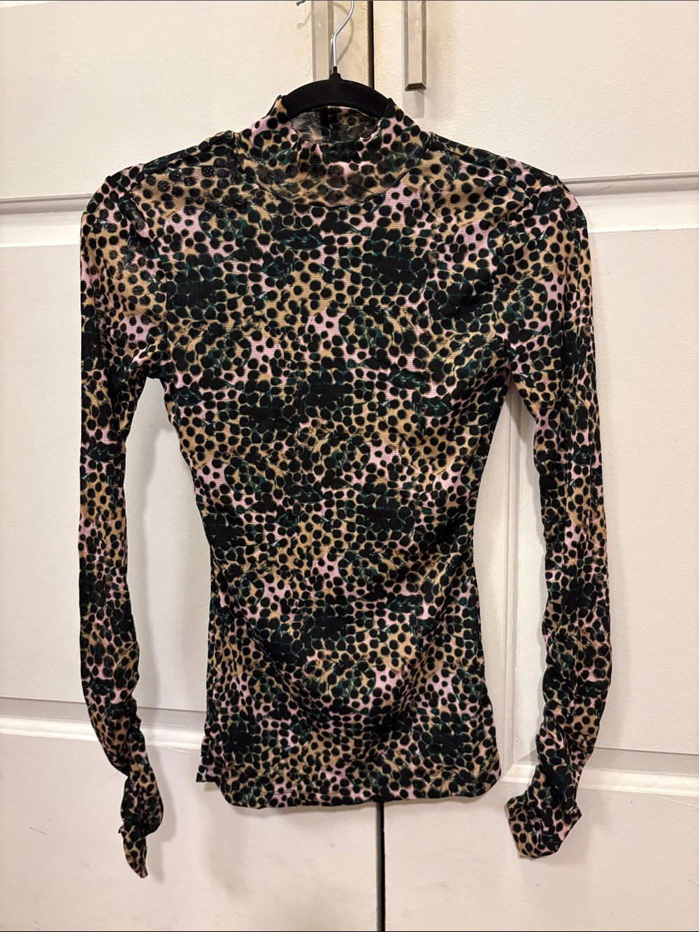 Diane von Furstenberg Mock Neck Leopard Print Top